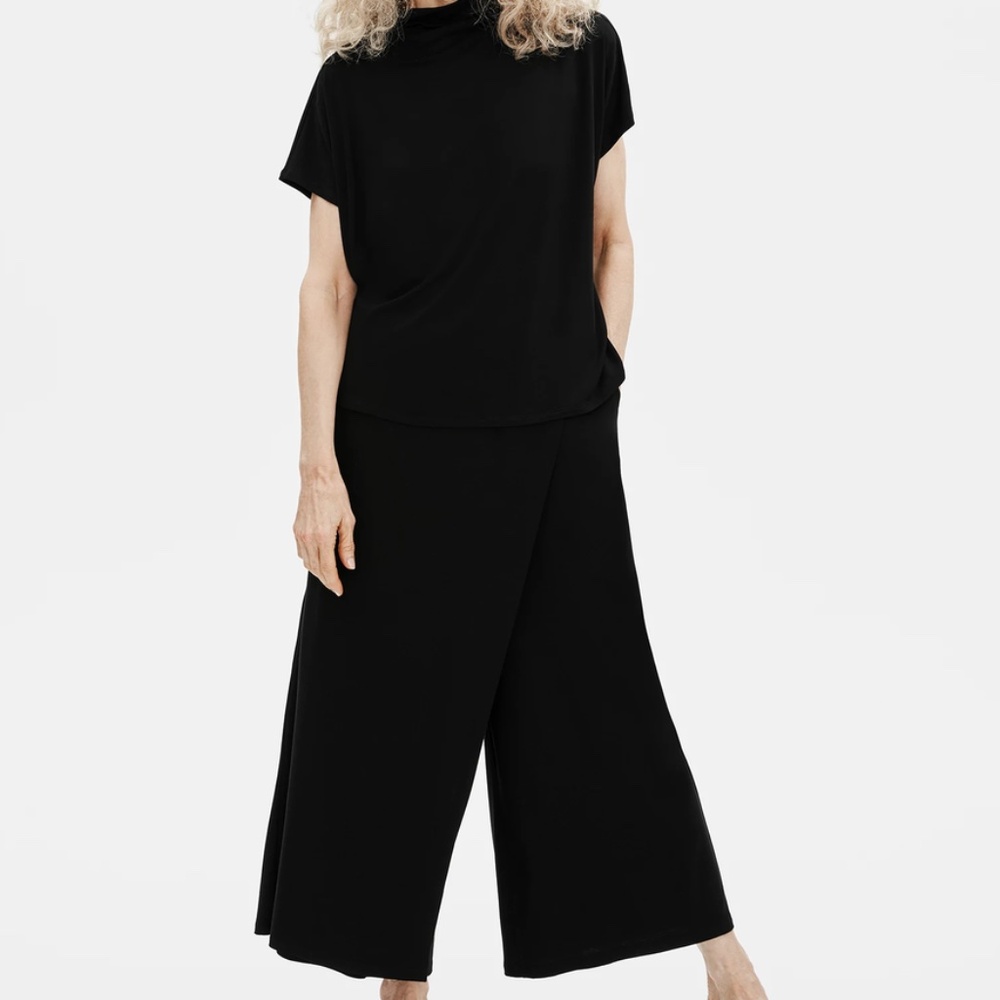 EILEEN FISHER Wrap Front Jersey Ankle Pant, Size M, NWT